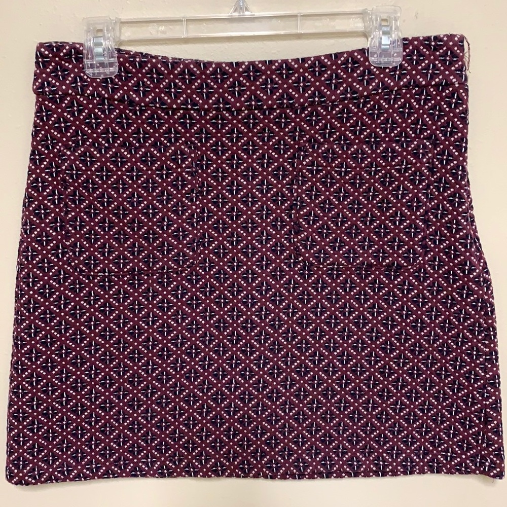 Ann Taylor Loft Maroon / Purple Print Skirt